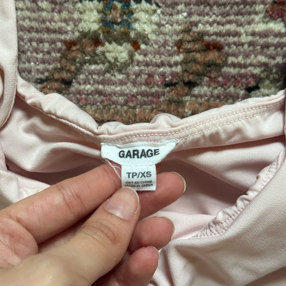 Garage Light Blush Tie Ruched Sweetheart Tank Top - Picture 2 of 3